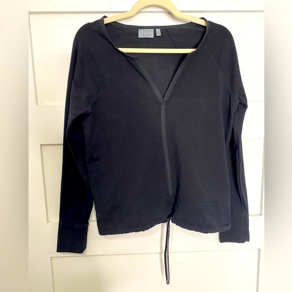 Athleta Sentry Split Collar Black Pullover Sweats… - image 1